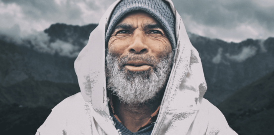 man in mountains